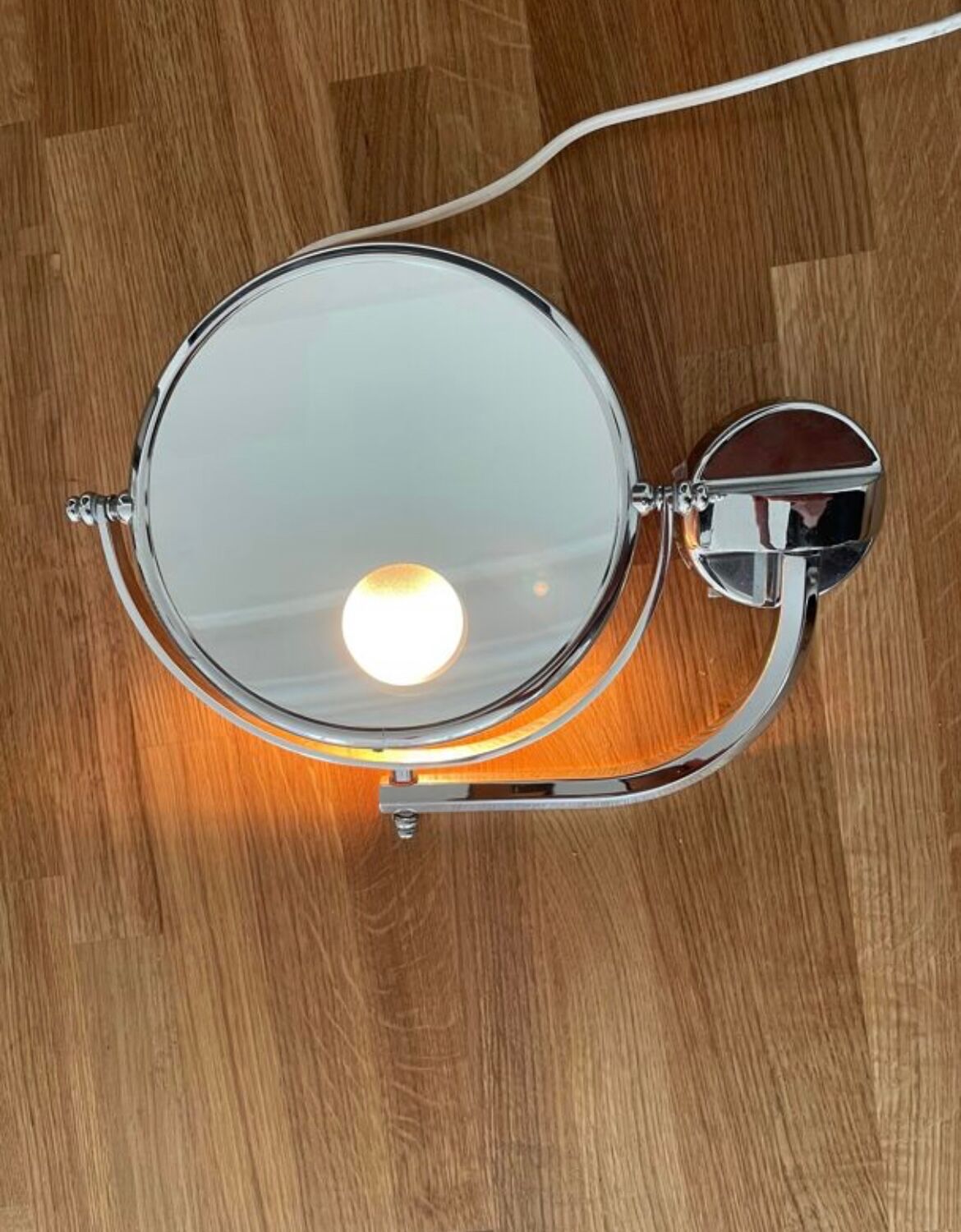 Vintage magnifying and illuminating mirror chromed metal Arpin Paris 1970