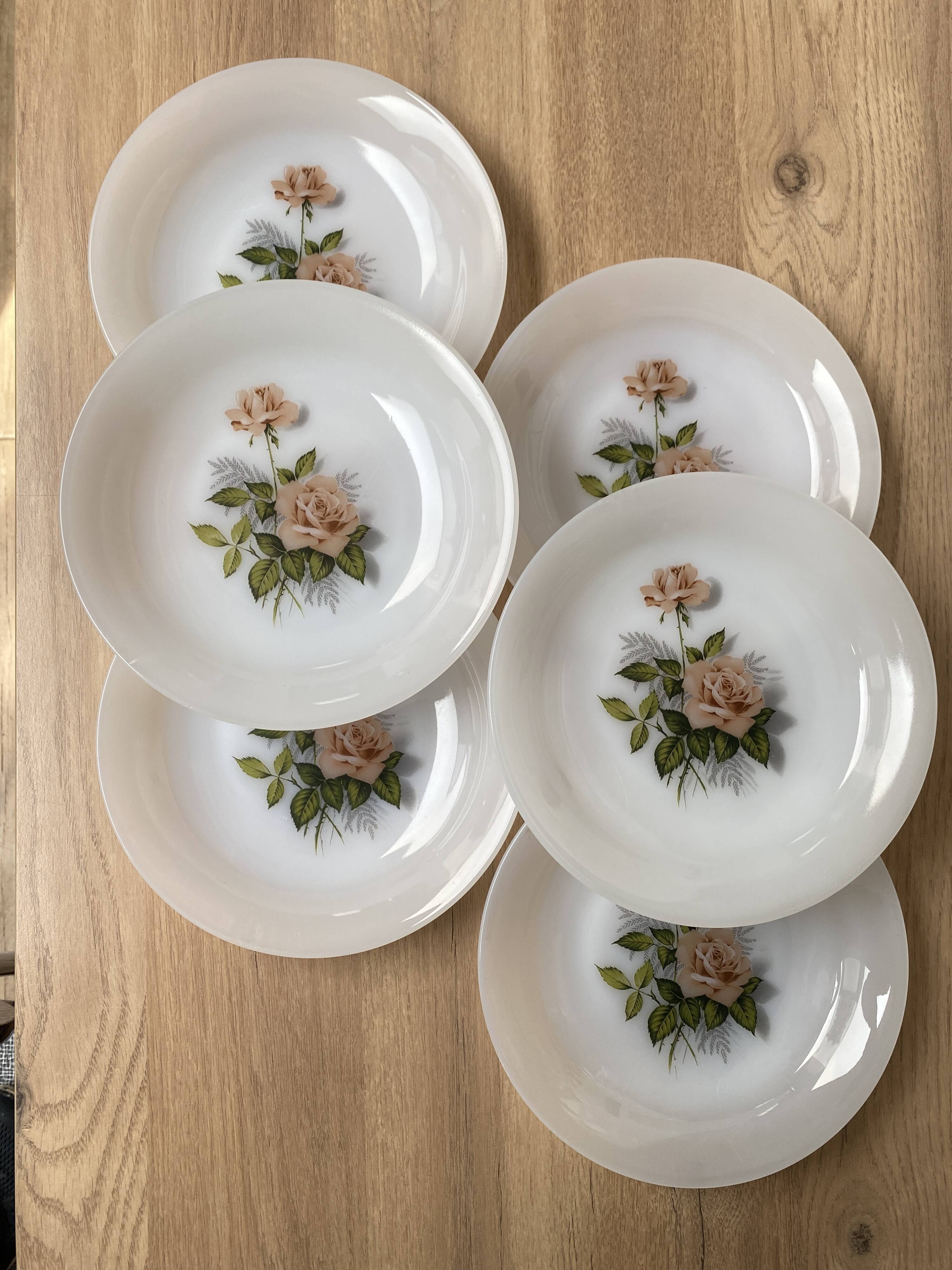 Set de 6 assiettes creuses Arcopal Rose de France