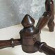 Vintage turned solid wood tripod stool