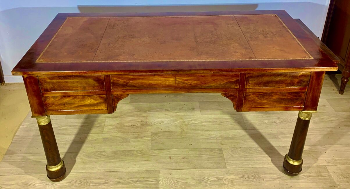 Empire style desk in mahogany, gilded bronzes