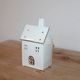 White and gold ceramic house lantern – Christmas light decoration