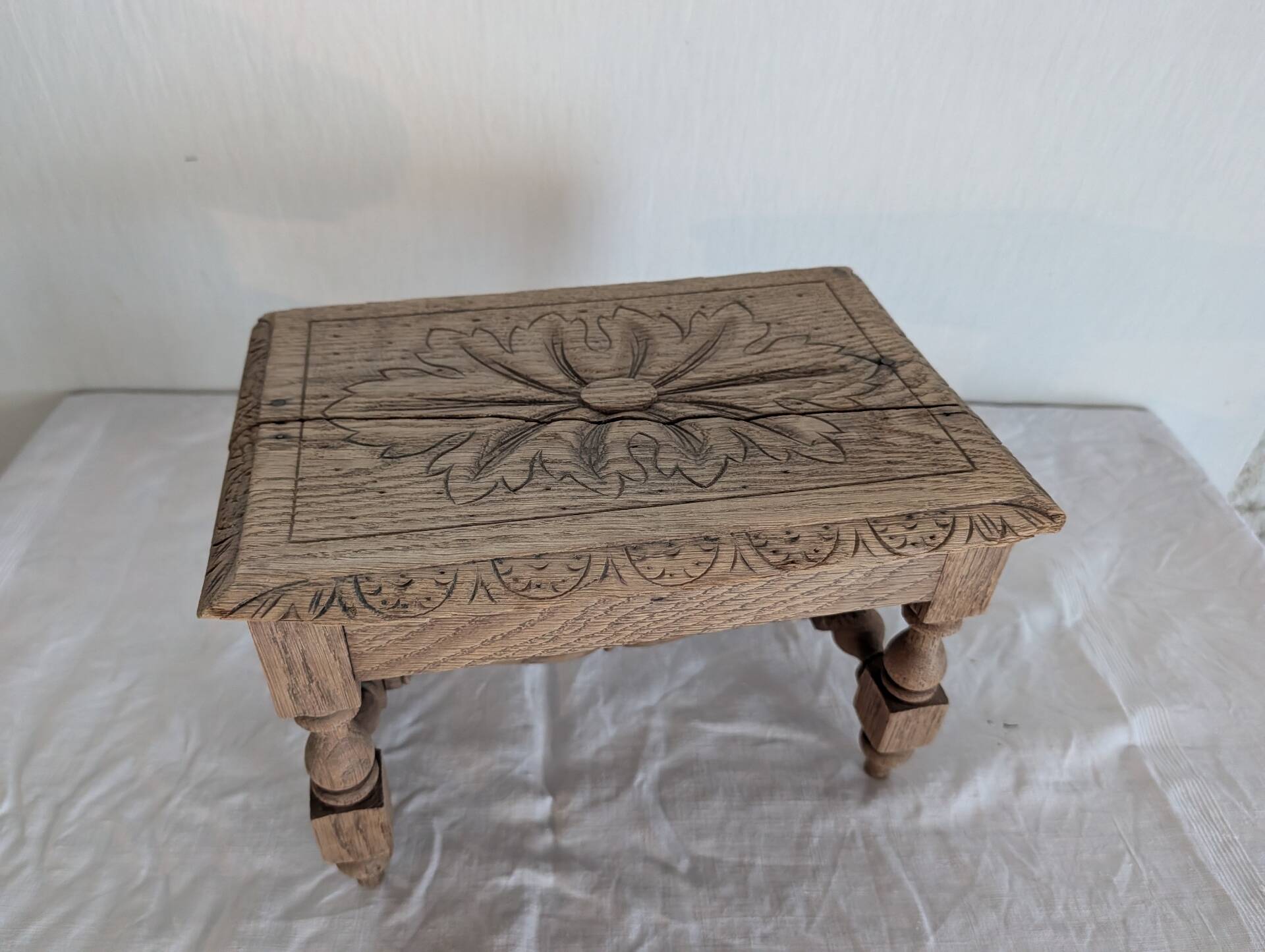 Small carved oak bench