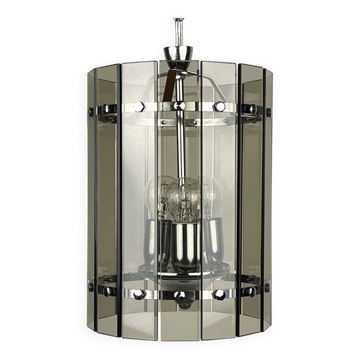 Suspension en verre artistique fumé du milieu du siècle par Veca, Italie, années 1970