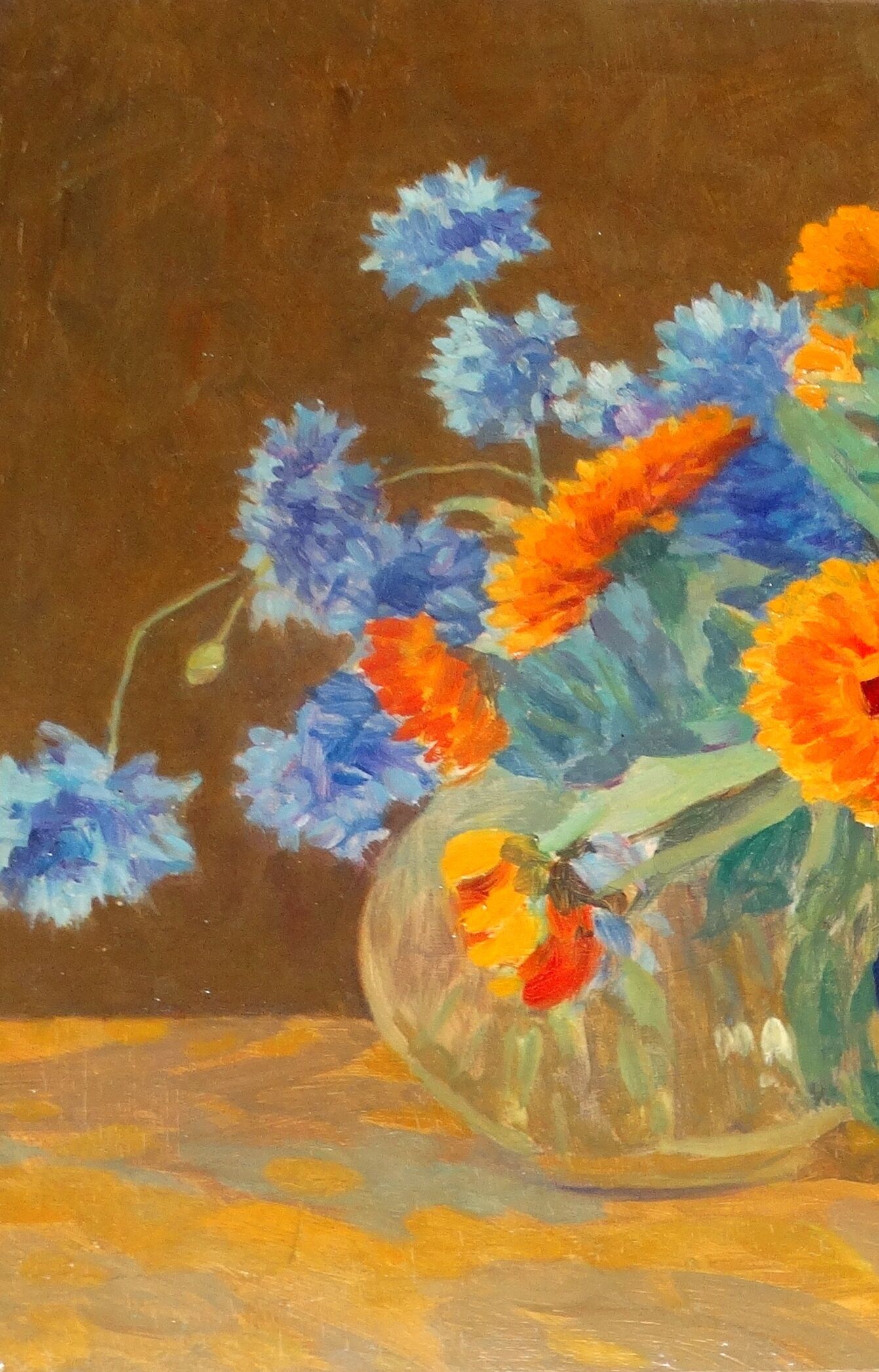 Painting painting Attilio Guffanti, bouquets of flowers on a table oil on canvas
