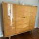 Vintage Art Deco Linen Cabinet / 1950s - Wood Burl and Mirror