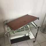 Rolling table in chrome with removable tray