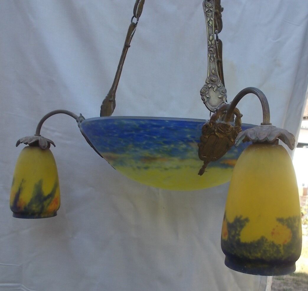 Art Deco chandelier in glass paste