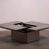 Table basse Belgo en métal brossé chromé