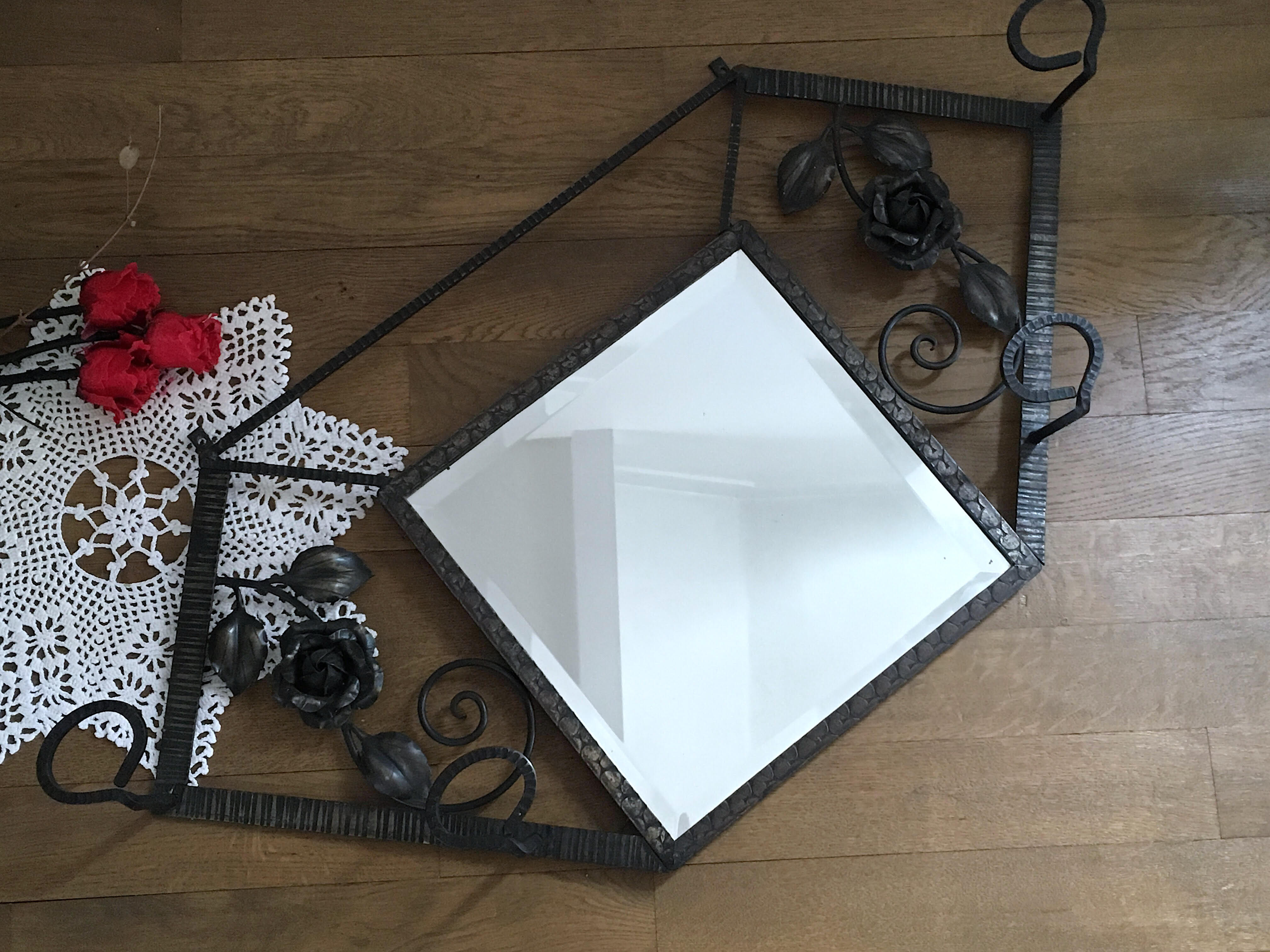 Wrought iron art deco wall coat rack