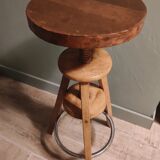 Wood stool with tripod screws