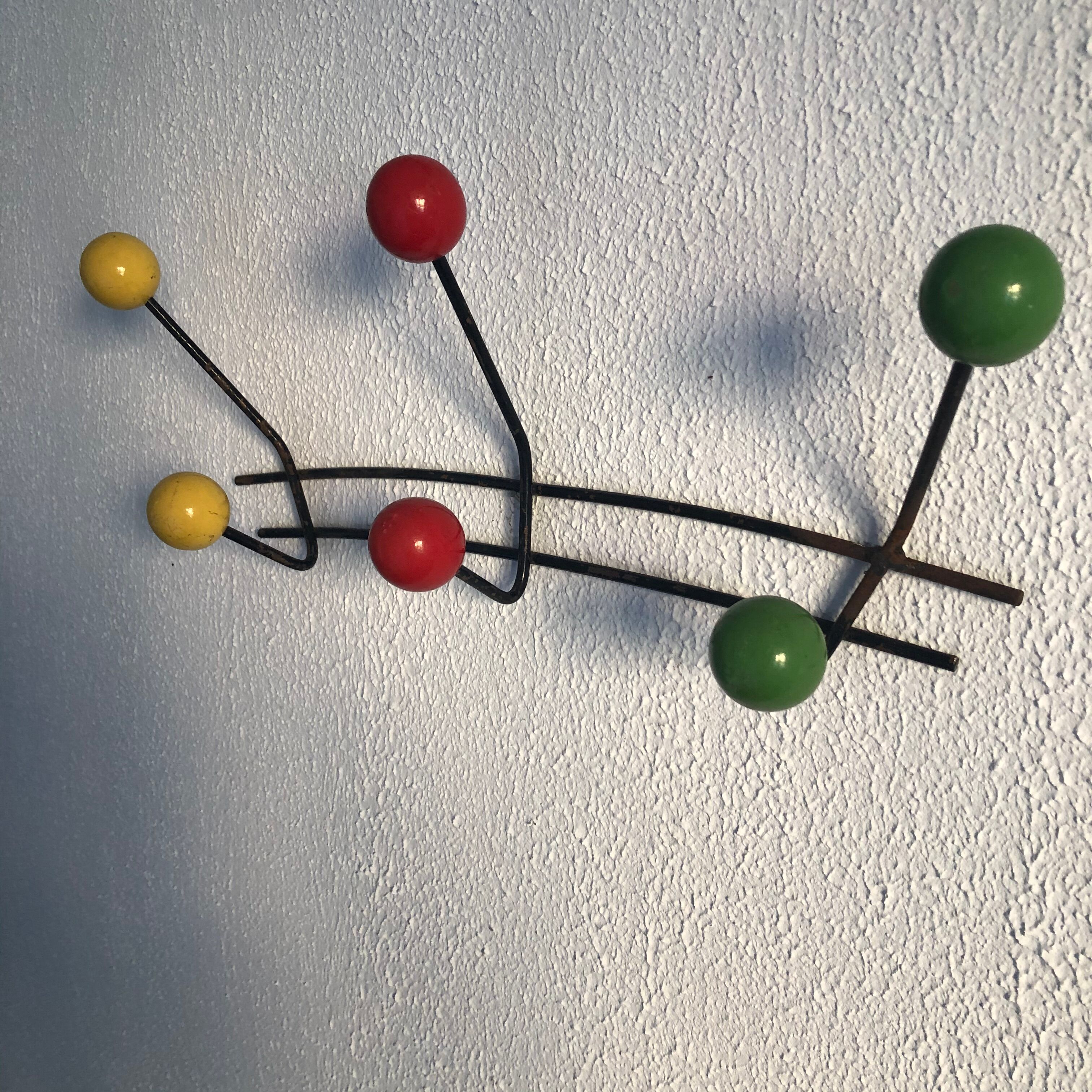 Coat rack 6 patères vintage balls 1960 - 50 cm