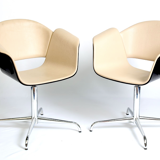 Pair of beige leather armchairs