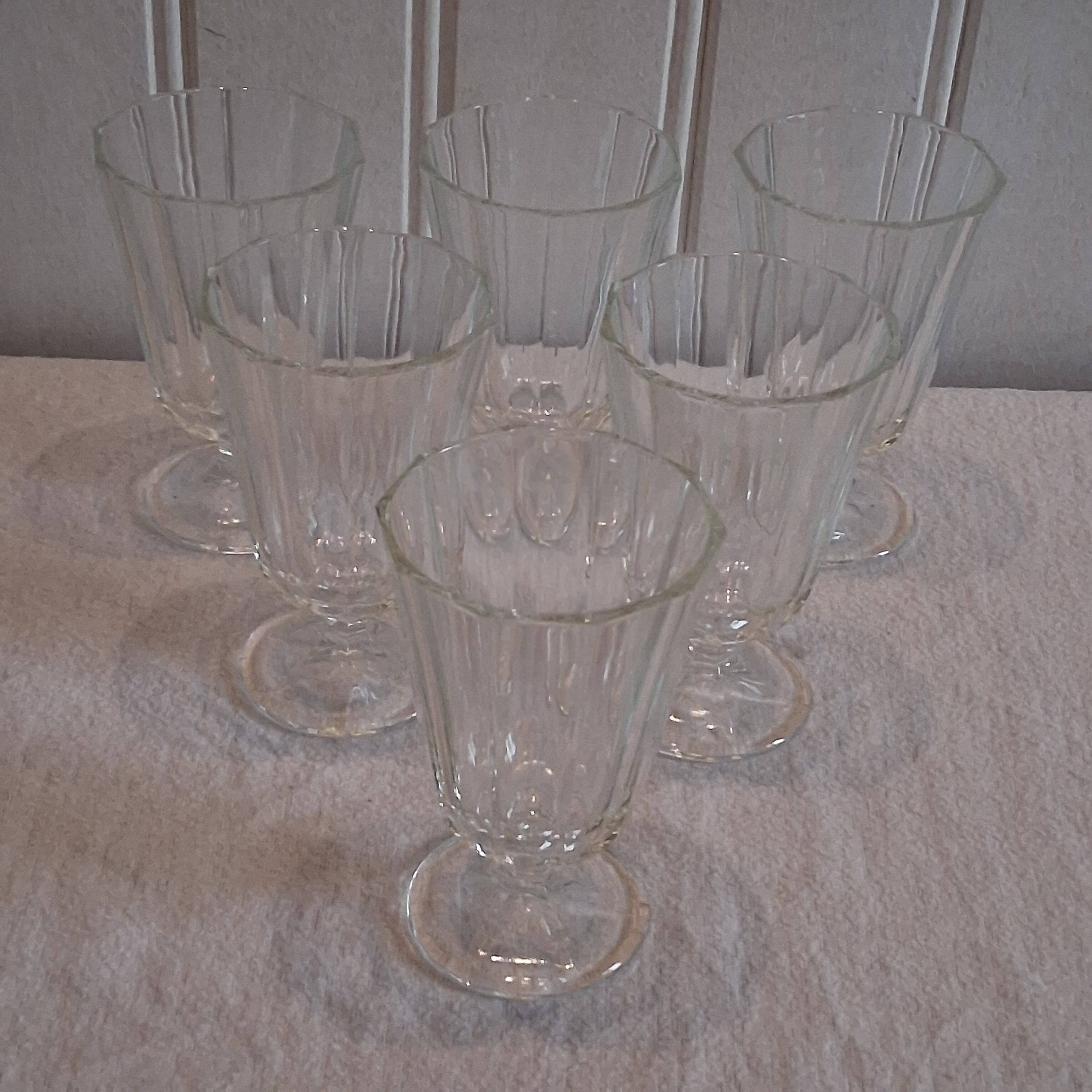 Set of 6 antique faceted stemmed wine glasses in very good condition.