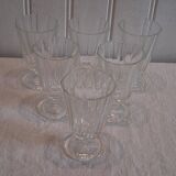 Set of 6 antique faceted stemmed wine glasses in very good condition.