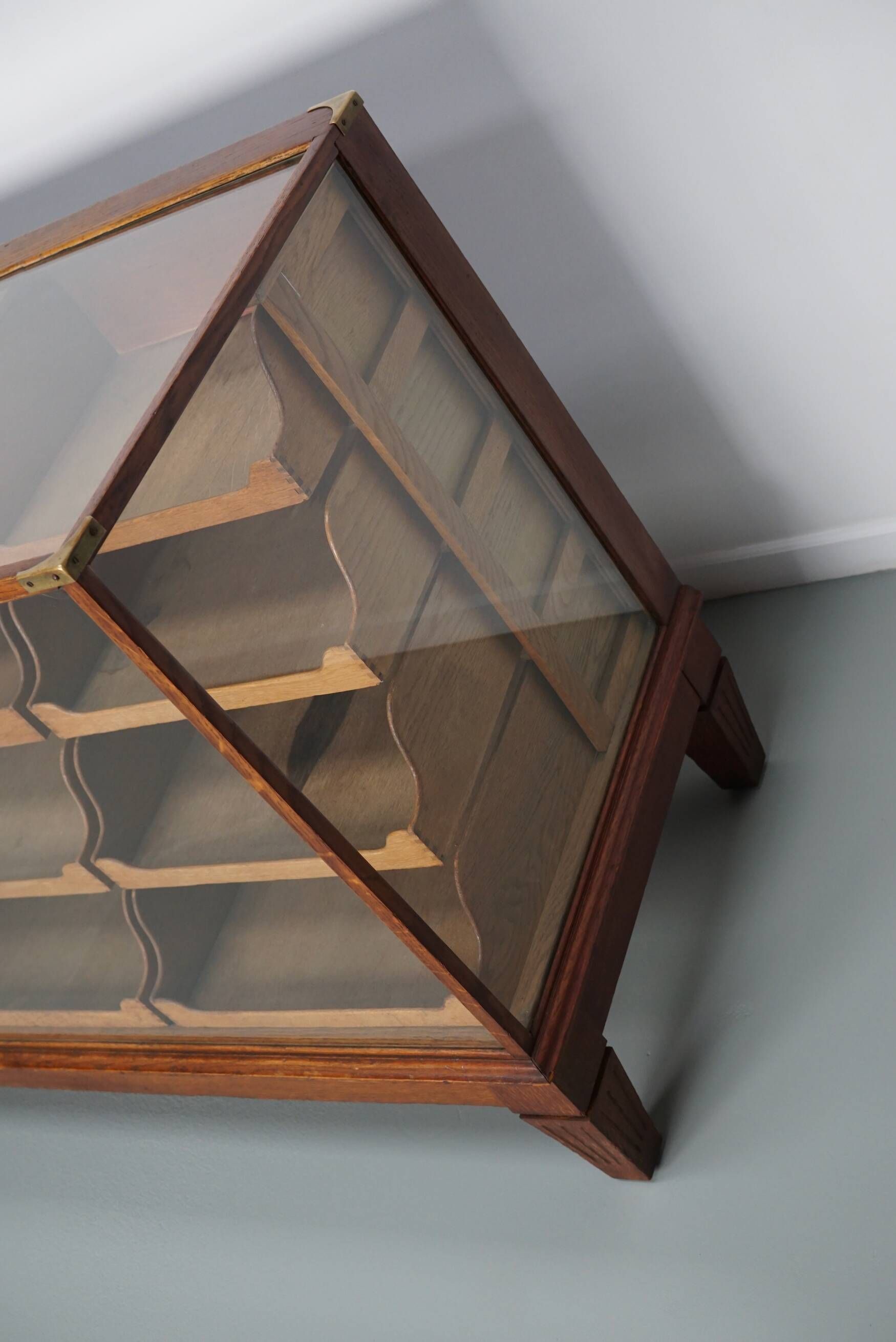 Antique English oak and glass counter/display cabinet, circa 1920-1930