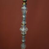 Neoclassical lamp foot vintage glass and gold metal 50 s. H: 147 cm.