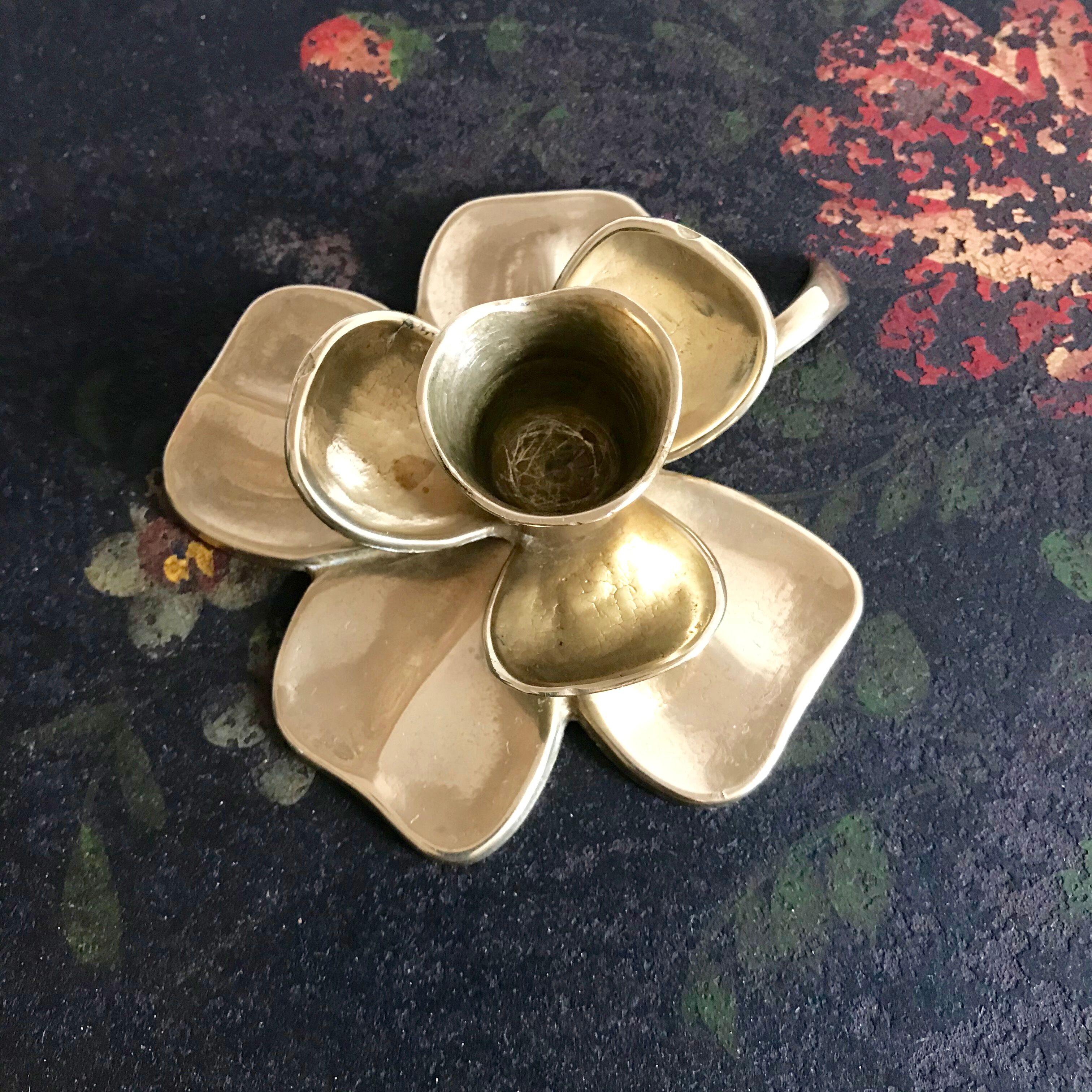 Brass candlestick shaped flower