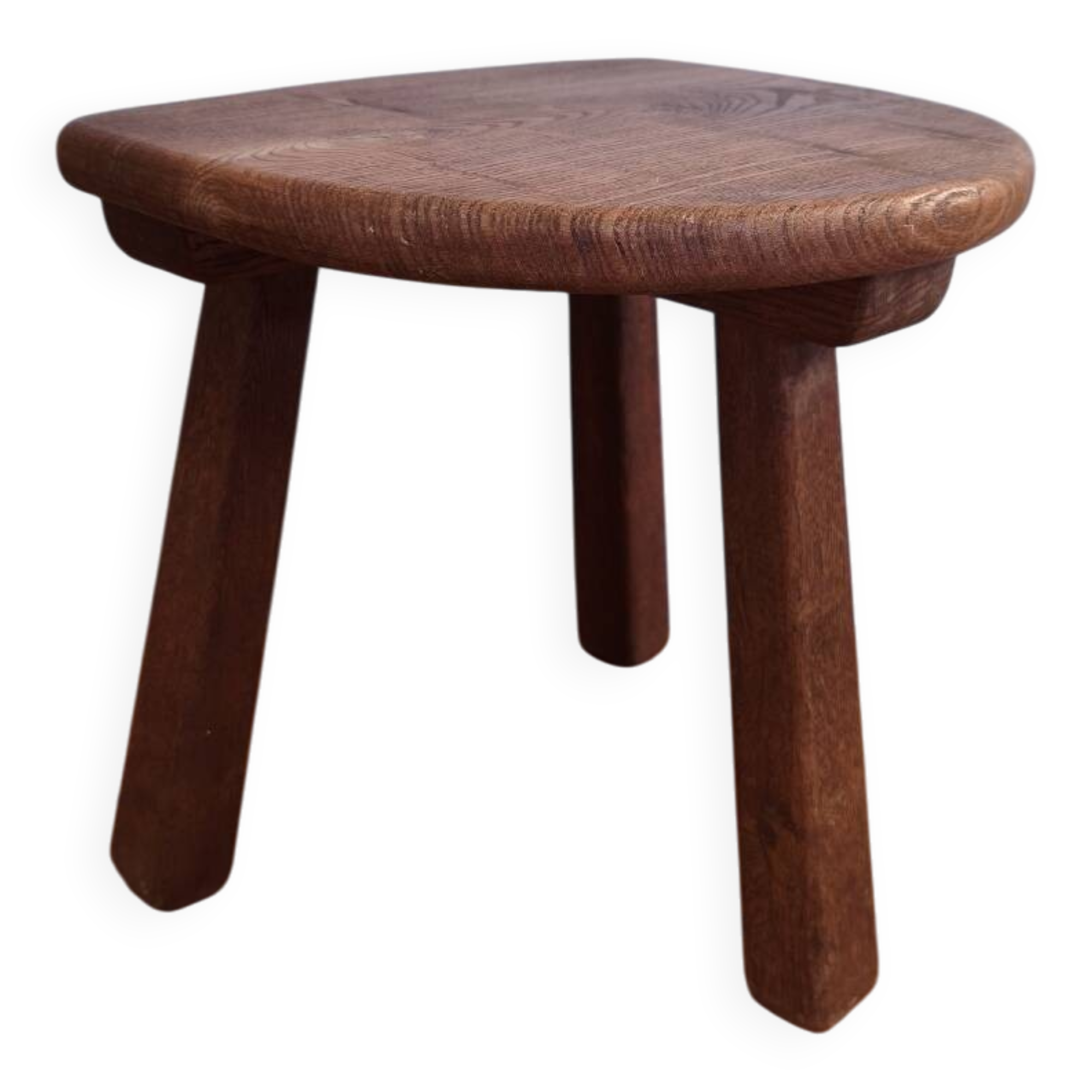 Tabouret tripode chêne massif - brutaliste