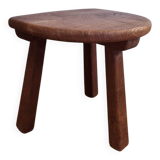 Tabouret tripode chêne massif - brutaliste