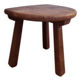 Tripod stool in solid oak - brutalist