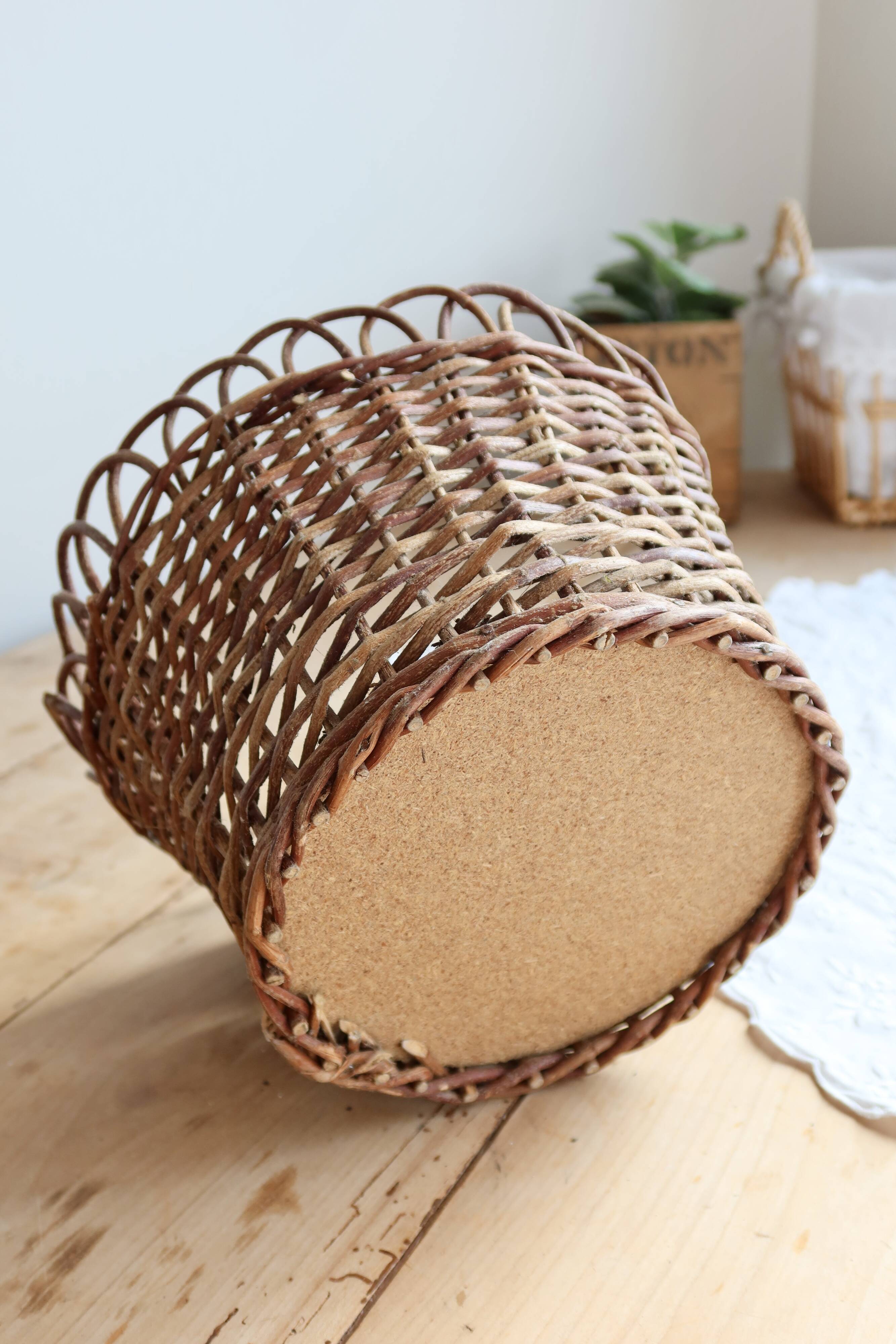 Cache-pot vintage rotin tressé – Accessoire plante d'intérieur