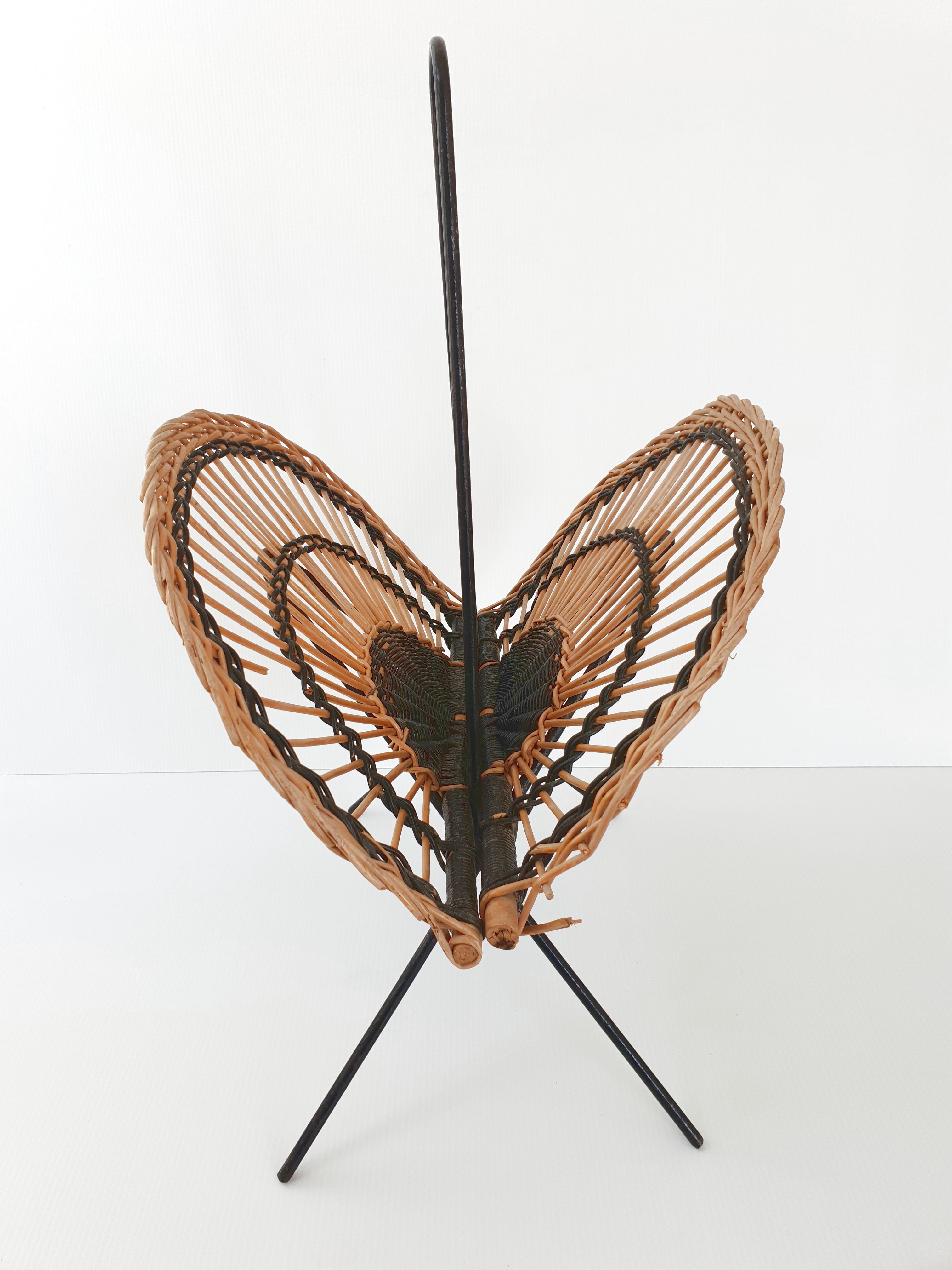 Vintage rattan magazine holders