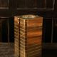 Italian gold-plated bottle cooler, architectural ribbed design.