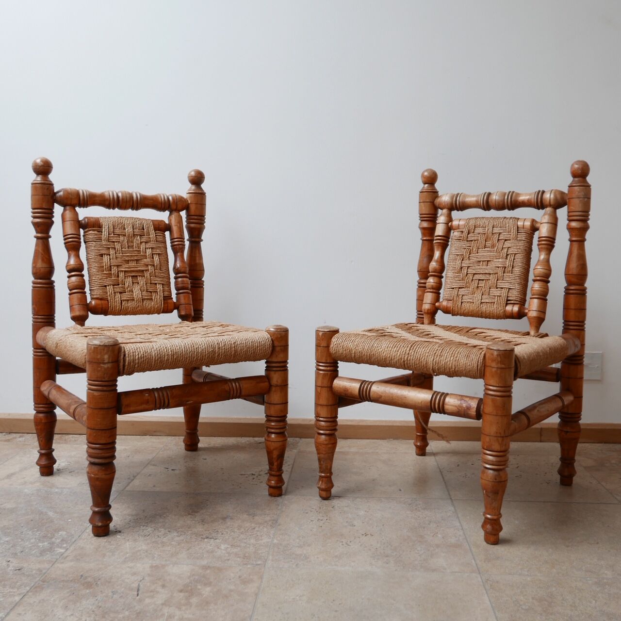 Pair of mid-century French easy lounge chairs