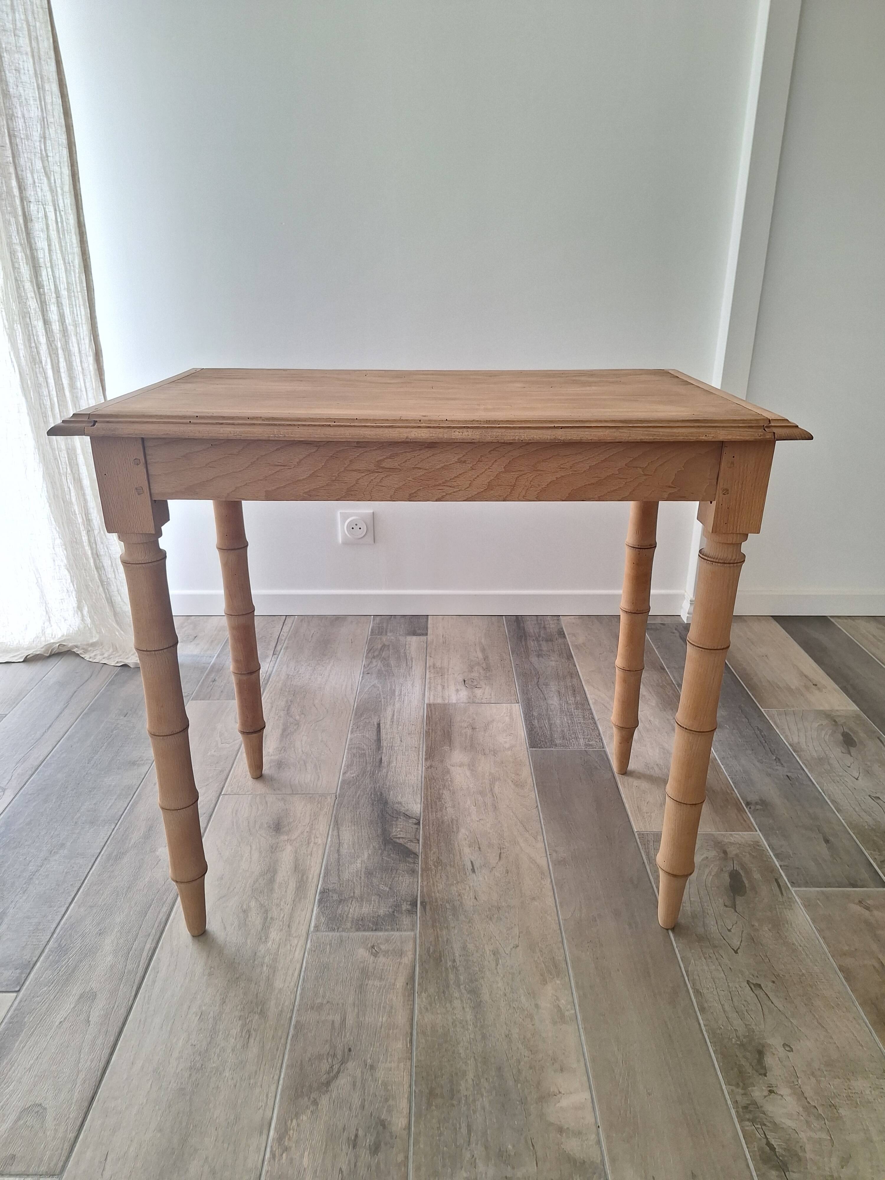 Old beech wood bureau/console/side table with bamboo legs.