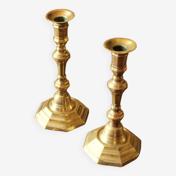 Pair brass candle holders