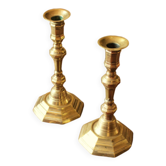 Pair brass candle holders