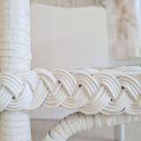 Antique white rattan side table
