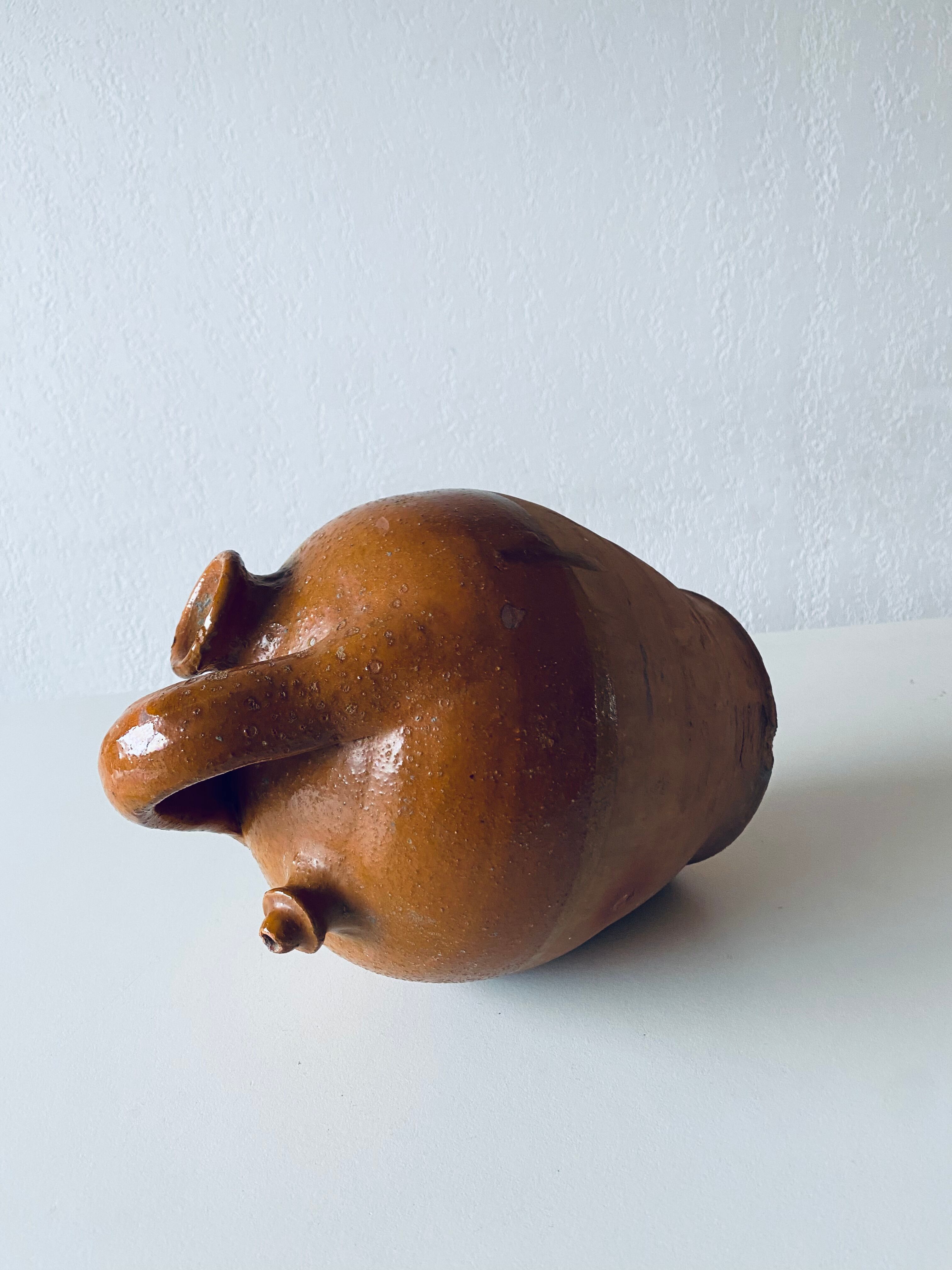 Old bohemian pottery, terracotta jug