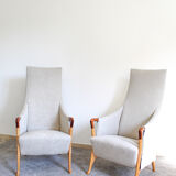 Pair of Armchairs "Progetti" Umberto Asnago for Giorgetti, signed, italy 1980s