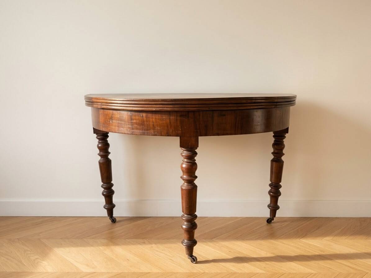 Table ronde convertible demi-lune en bois massif