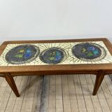 Teak coffee table with lava ceramic by j.belarti 1960