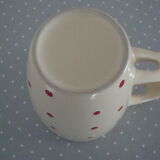 6 vintage mugs in beige ceramic with red polka dots