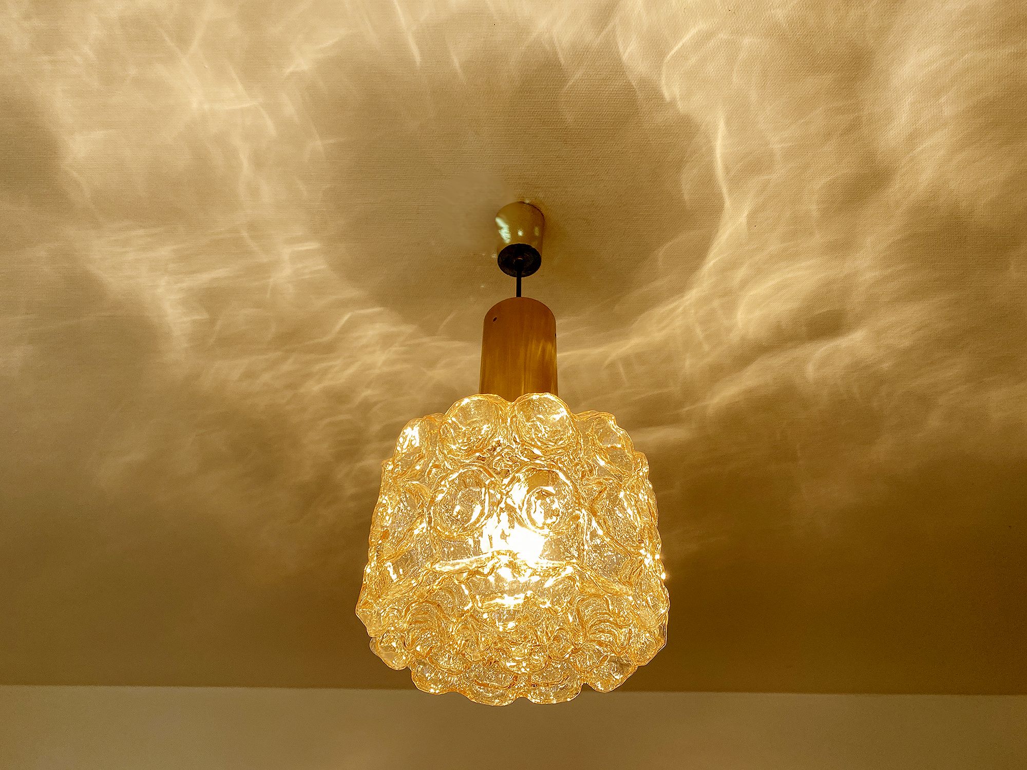 Vintage Pendant Lamp Limburg, Brass & Glass, 70s