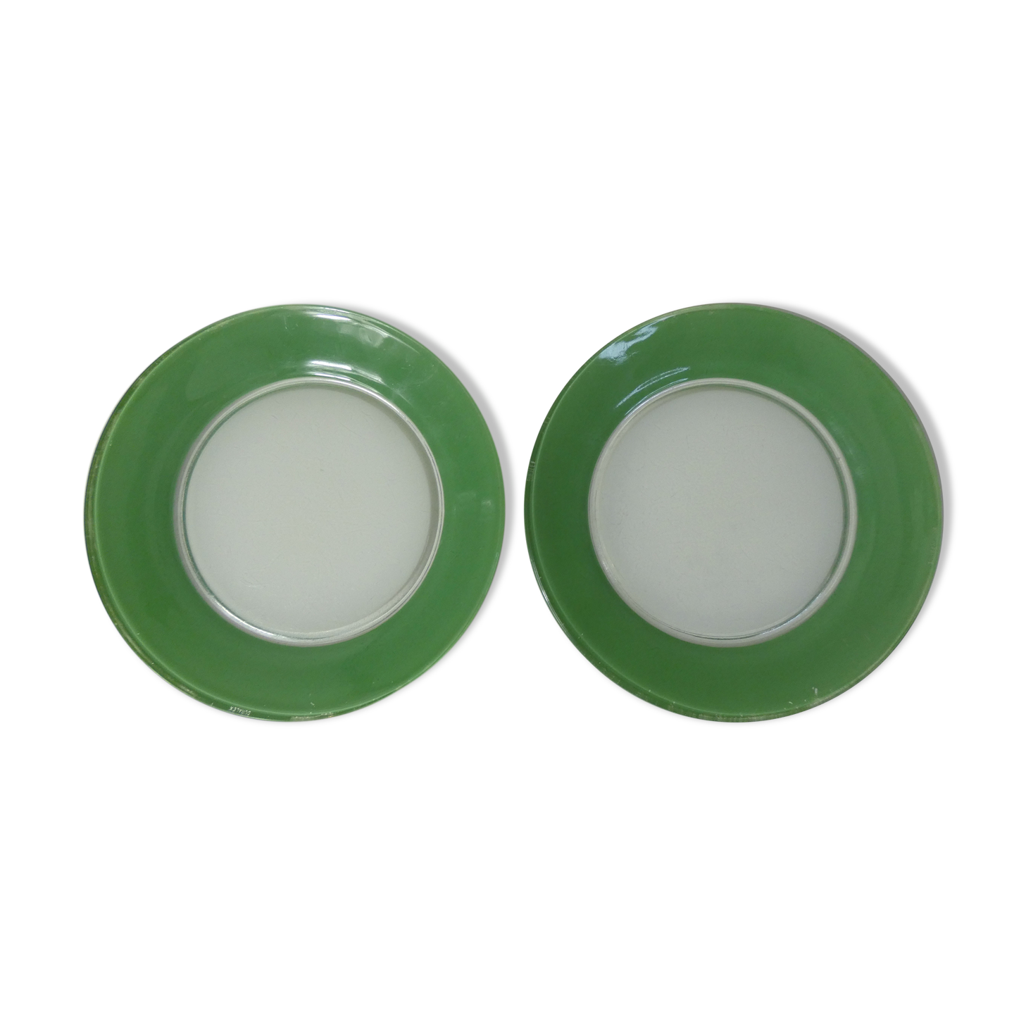 2 flat plates Duralex green Vintage
