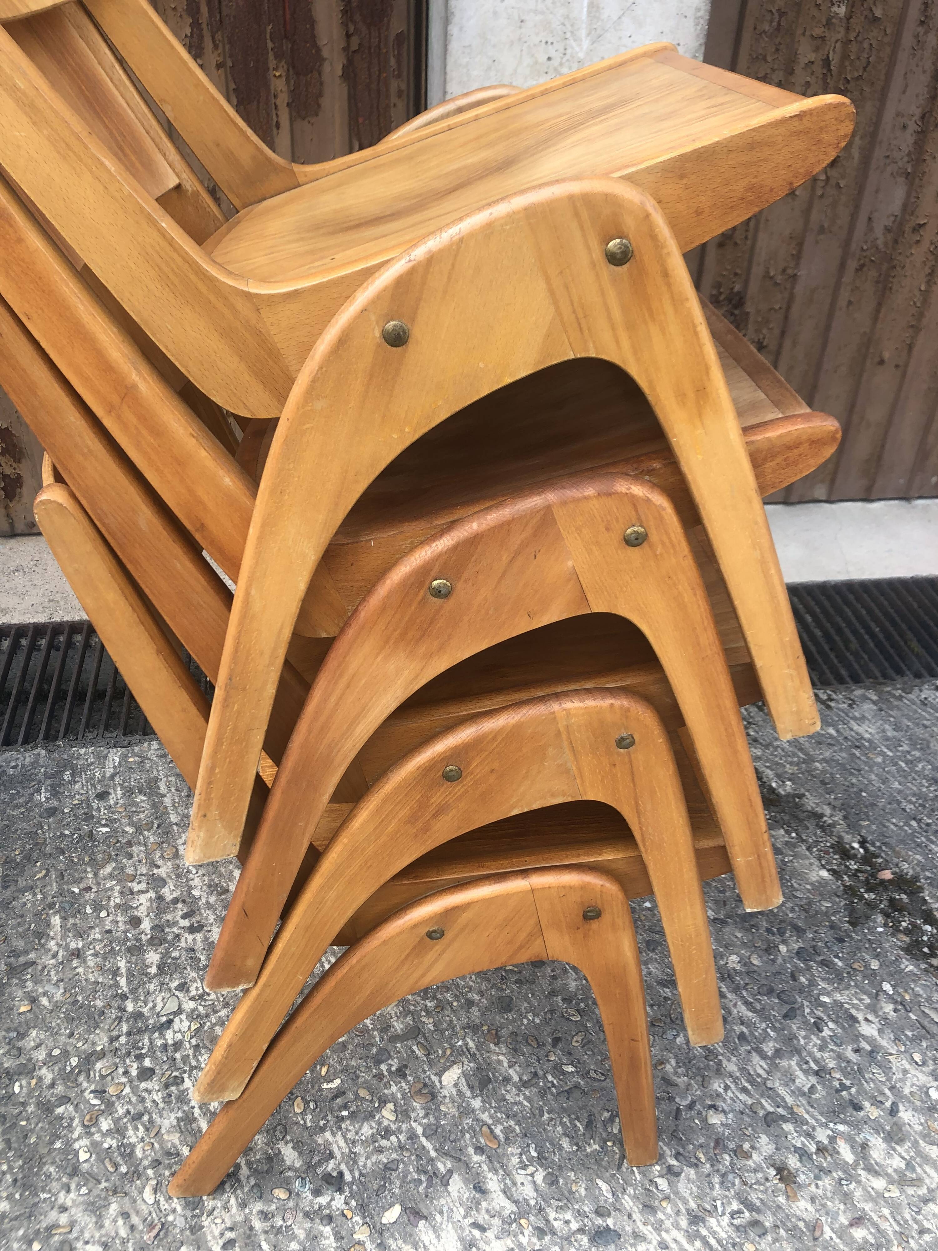 Vintage blond wood chairs 60s