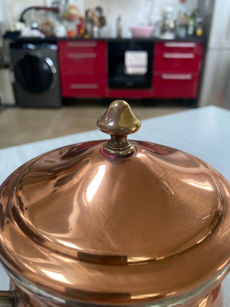 Antique solid tin-plated copper set – French manufacture – Gaillard