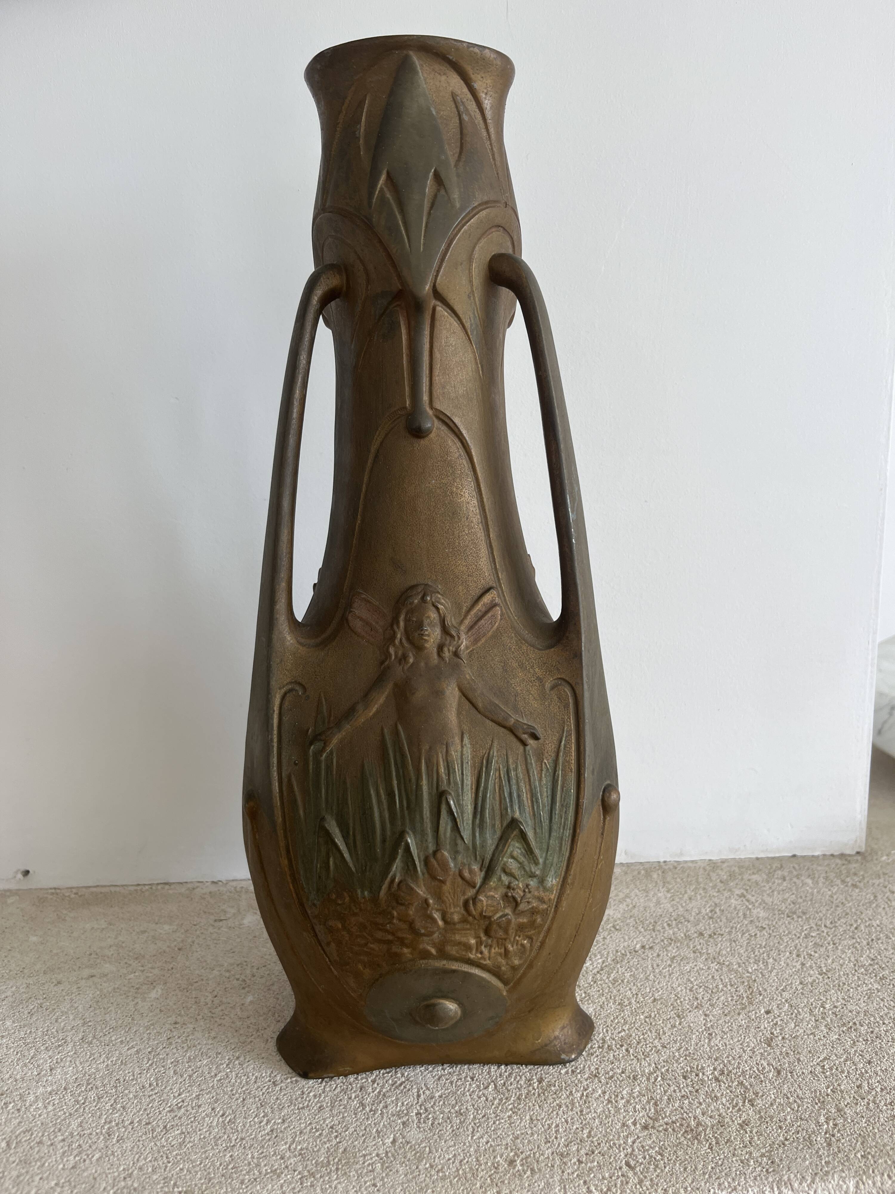 Art Nouveau tin vase
