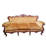 Divano barocco in velluto dorato, anni '50