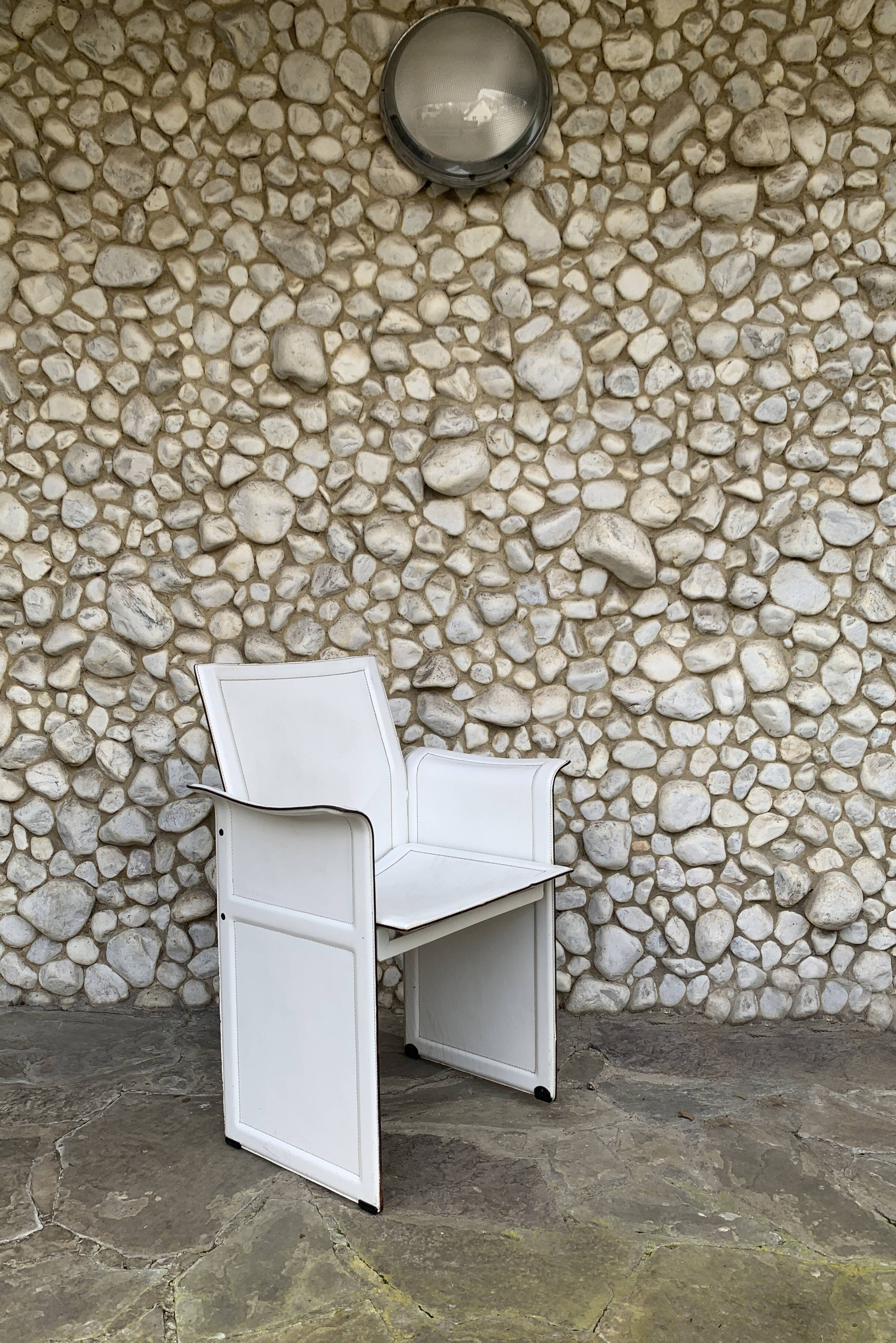 White leather armchair, Tito Agnoli for Matteo Grassi, Italy, 1970-80s