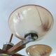 Large Art Deco pendant light in wood and glass, 1930s