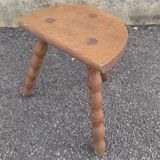 Turned wooden tripod stool