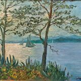 Impressionist painting signed around 1905 - Marine between land and sea