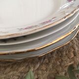 Six flat plates with flowers