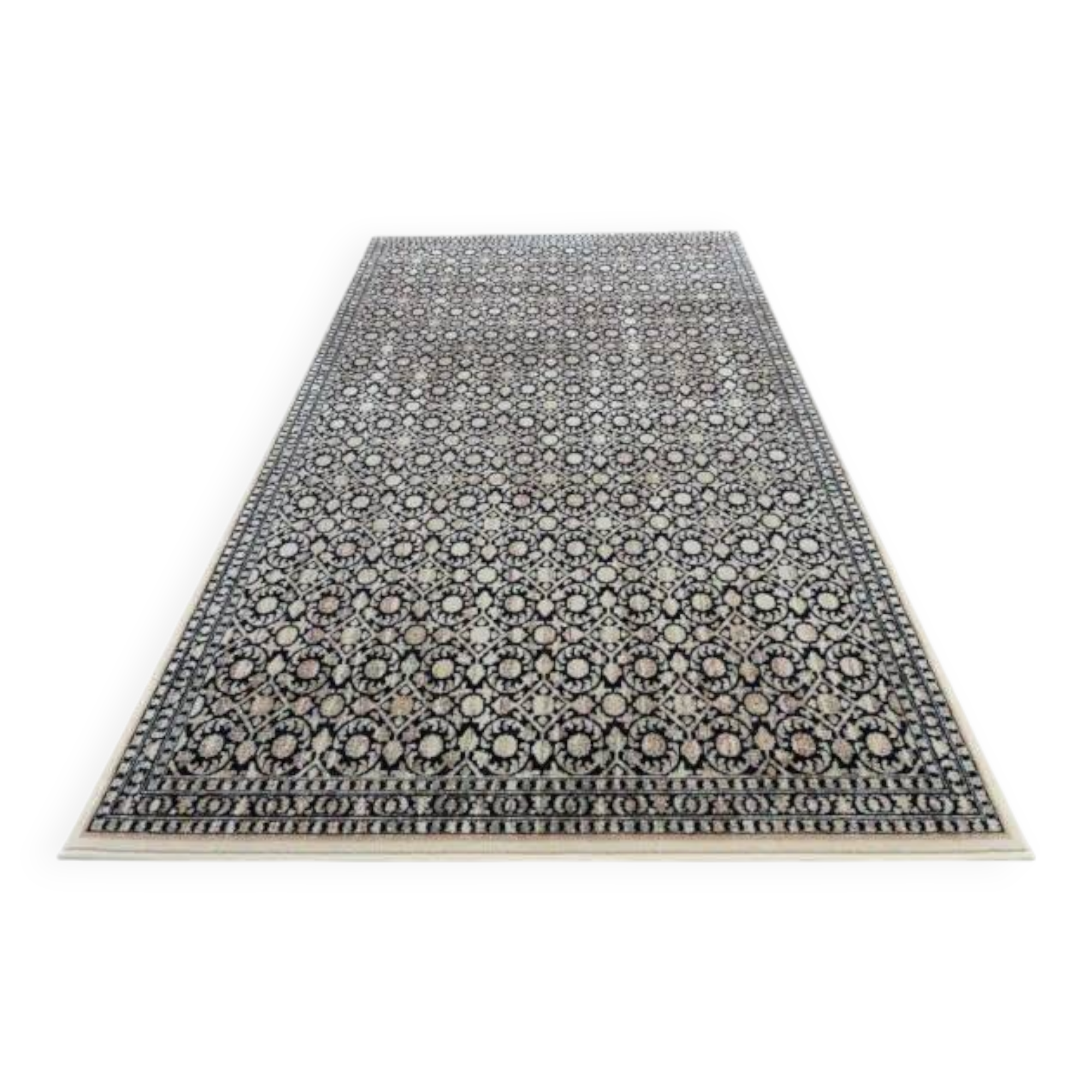 Tapis moderne noir et beige KATA en Laine