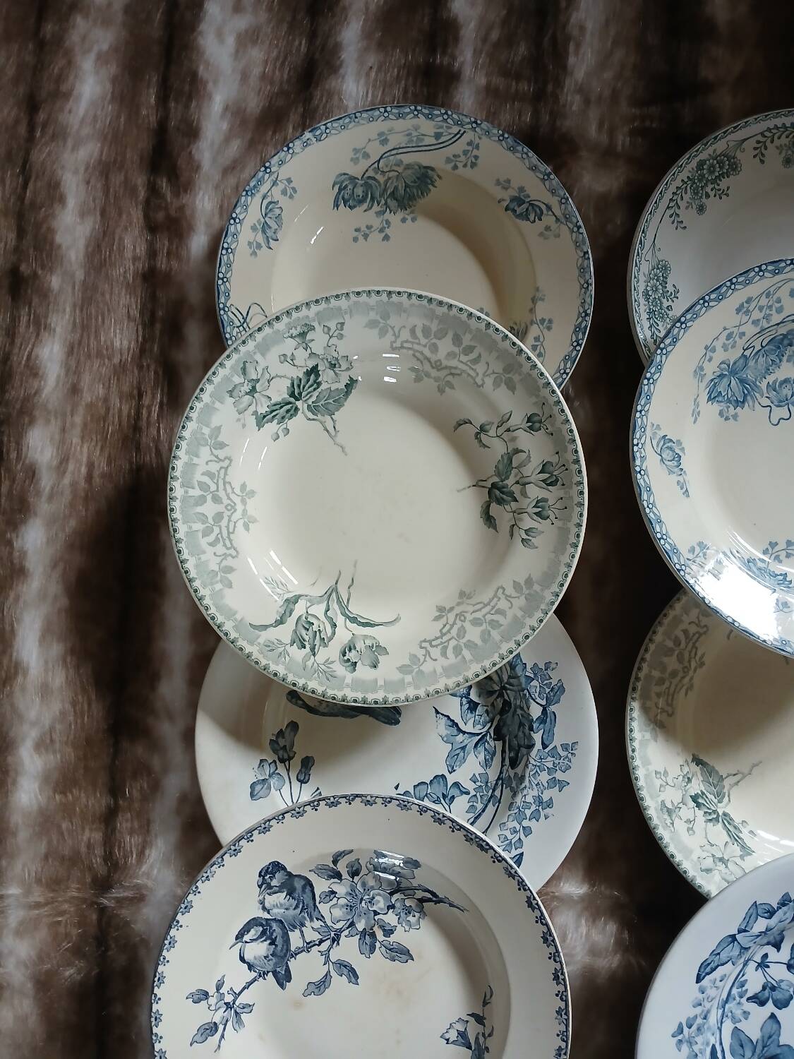 10 antique deep plates in ironstone